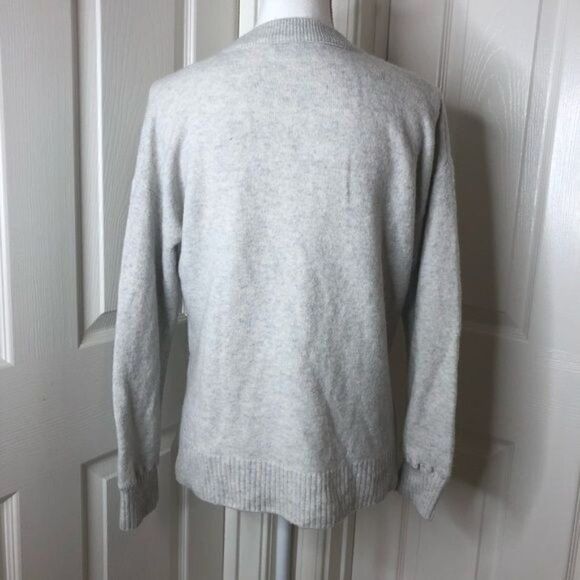 NEW Madewell Bartlett V Neck Pullover Wool Sweater in Heather Smoke Small - Picture 7 of 10